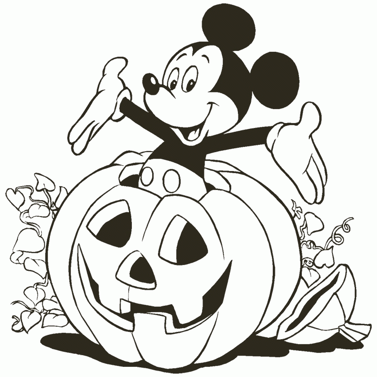 Print Mickey On Pumpkin Disney Halloween Coloring Pages Or ...