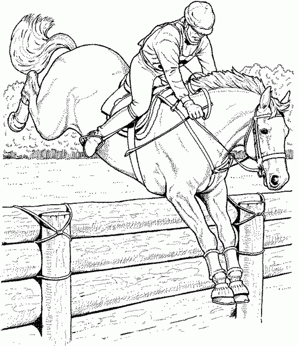 Free Coloring Pages Horse Racing - Coloring