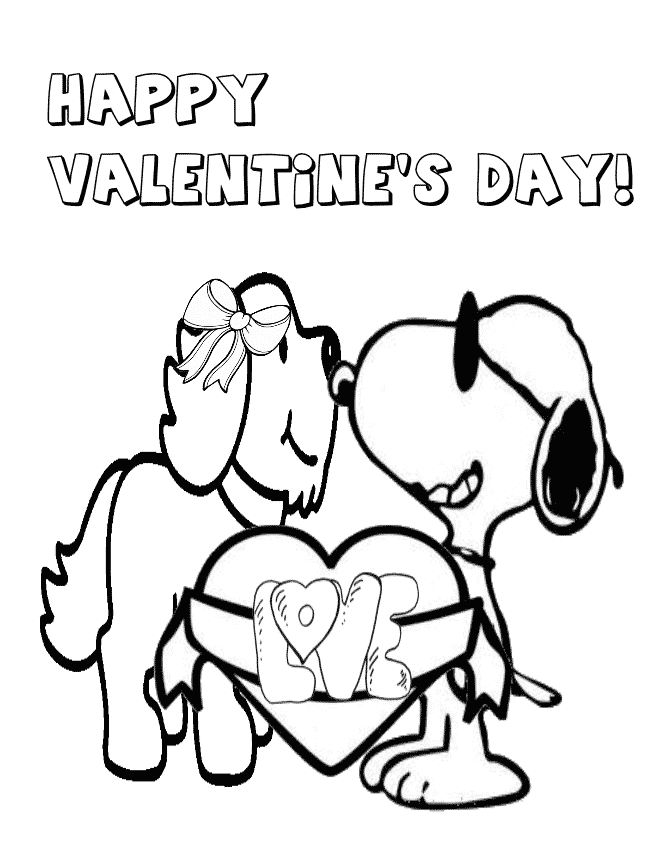 Snoopy And Valentine Dog Coloring Page | H & M Coloring Pages