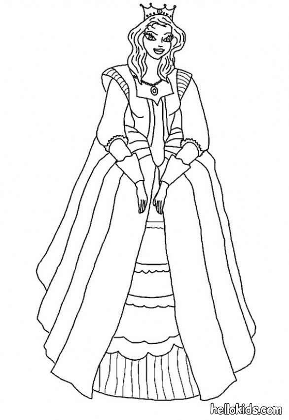 PRINCESSES DRESSES coloring pages - Medieval Princess