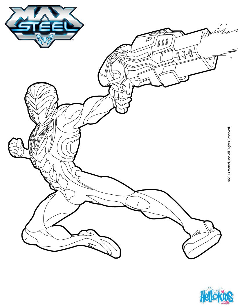 Max steel holds his gun coloring pages - Hellokids.com