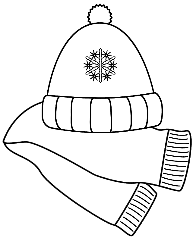 Scarf and Winter Hat - Coloring Page (Christmas)