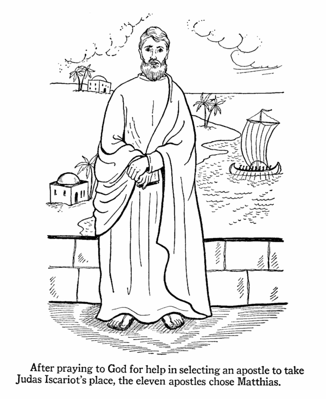 The Apostles Coloring Pages - Matthias the new 12th apostle |  Bible-Printables