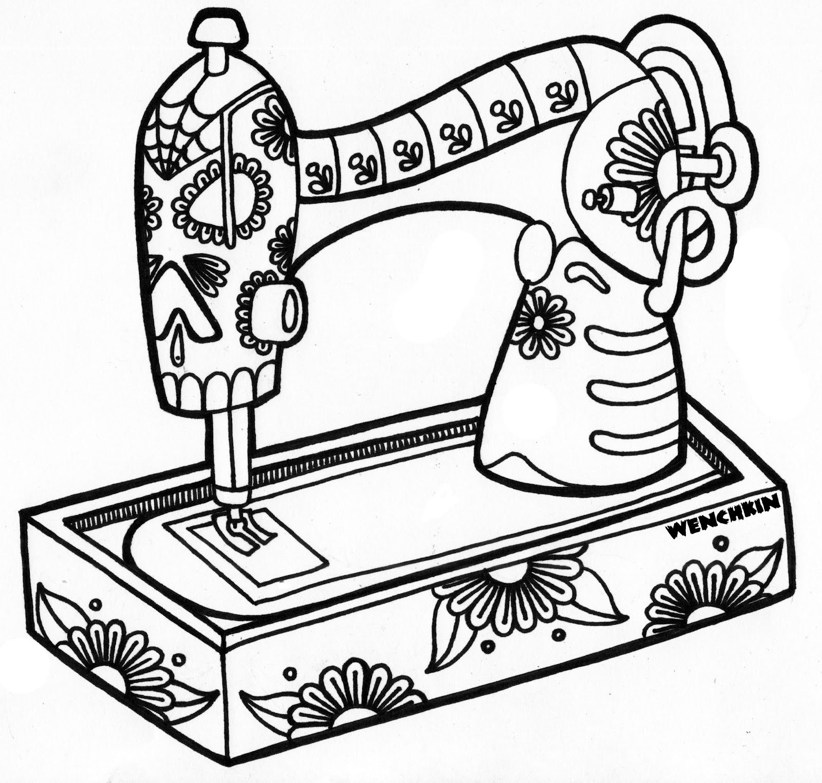 Yucca Flats, N.M.: Wenchkin's coloring pages - Skele Sewing Machine