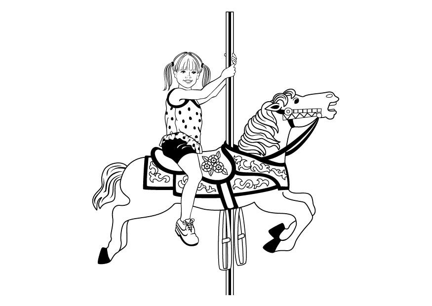 Coloring Page merry go round - free printable coloring pages