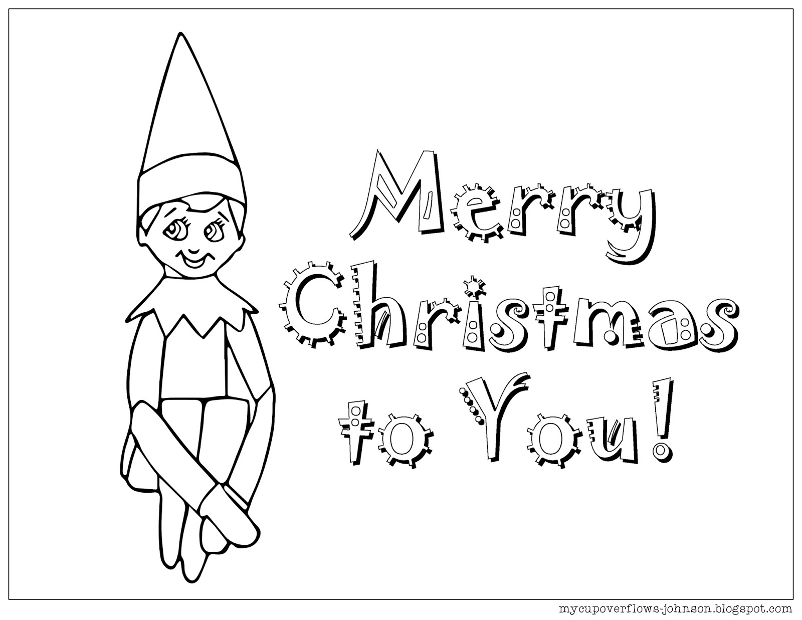 My Cup Overflows: Elf on the Shelf Coloring Page