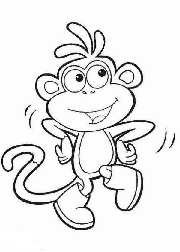 Boots The Monkey Coloring Pages : Happy Swinging Boots Dora The ...