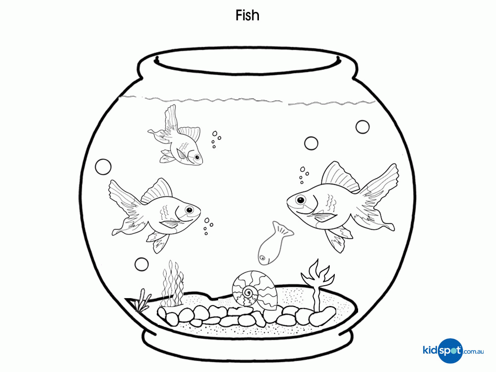 Fish Tank Coloring - Coloring Pages for Kids and for Adults