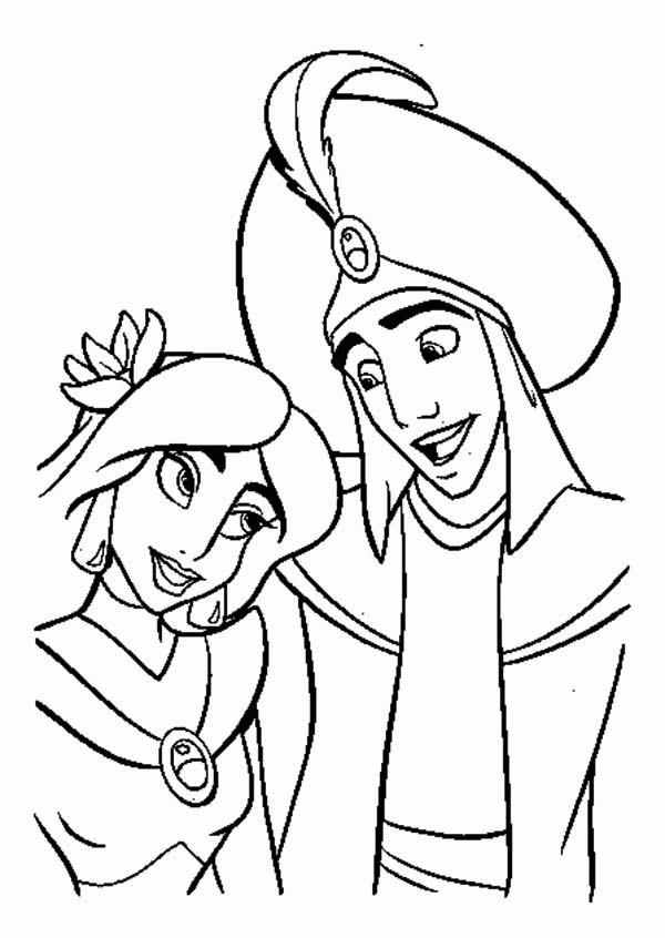 Princess Jasmine and Price Aladdin Coloring Page - Download ...