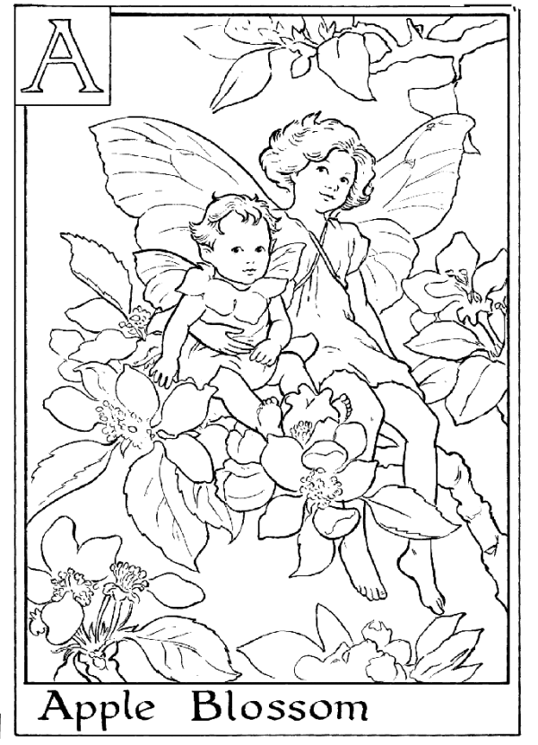 Letter A For Apple Blossom Flower Fairy Coloring Page - Alphabet ...
