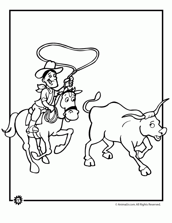 Cowboy Coloring Pages Cattle Roping Cowboy Coloring Page – Animal ...