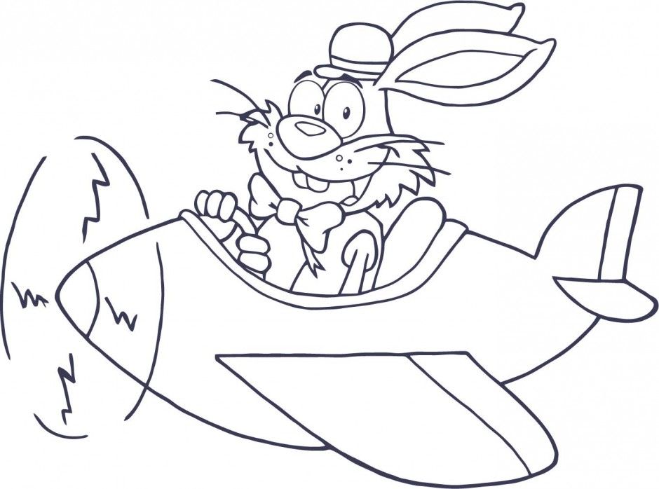 Vector Of Cartoon Jogging Rabbit Coloring Page Outline By Ron 