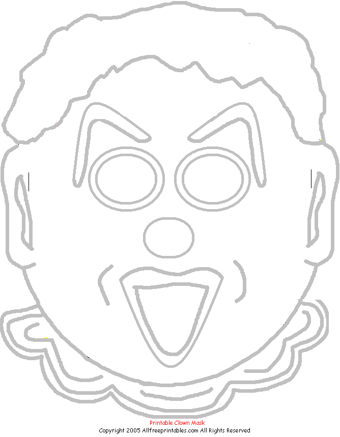Printable Clown Coloring Page or Mask