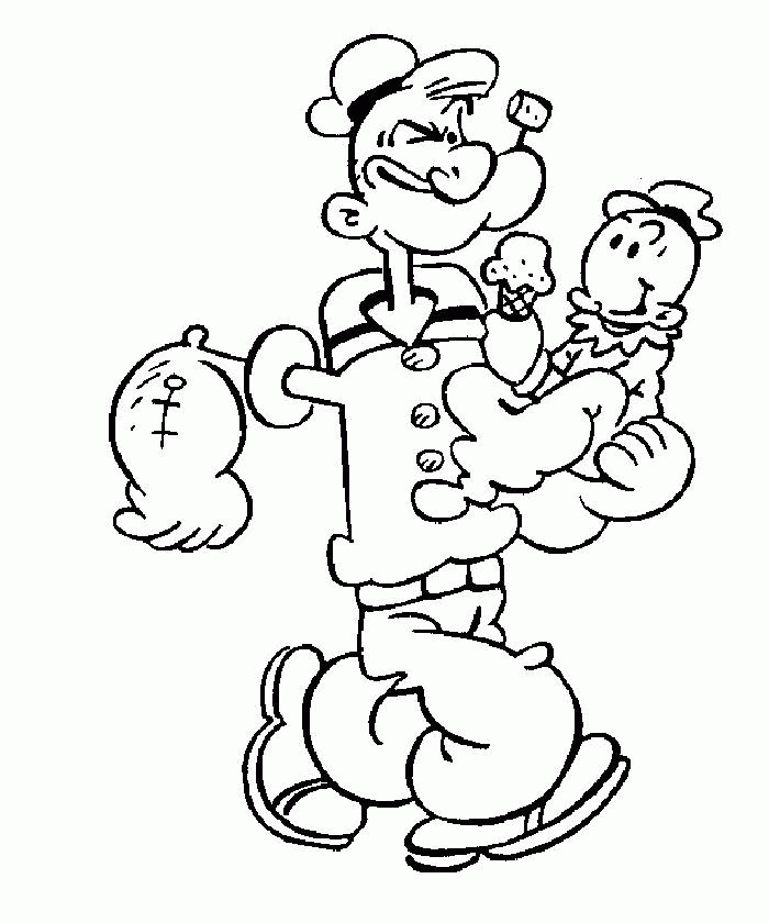Popeye Cartoon Characters Coloring Page To Print Coloring Home