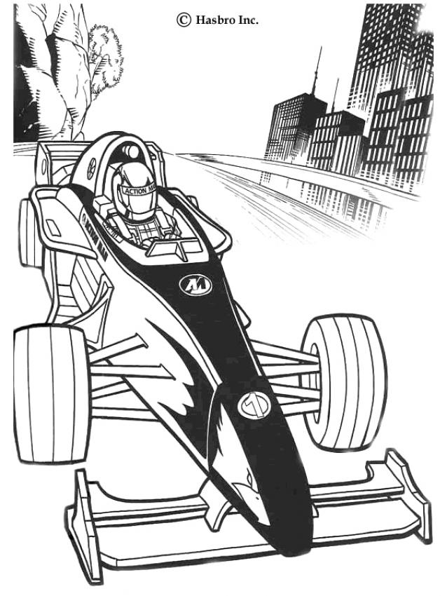 ACTION MAN coloring pages - Action Man in Race Car