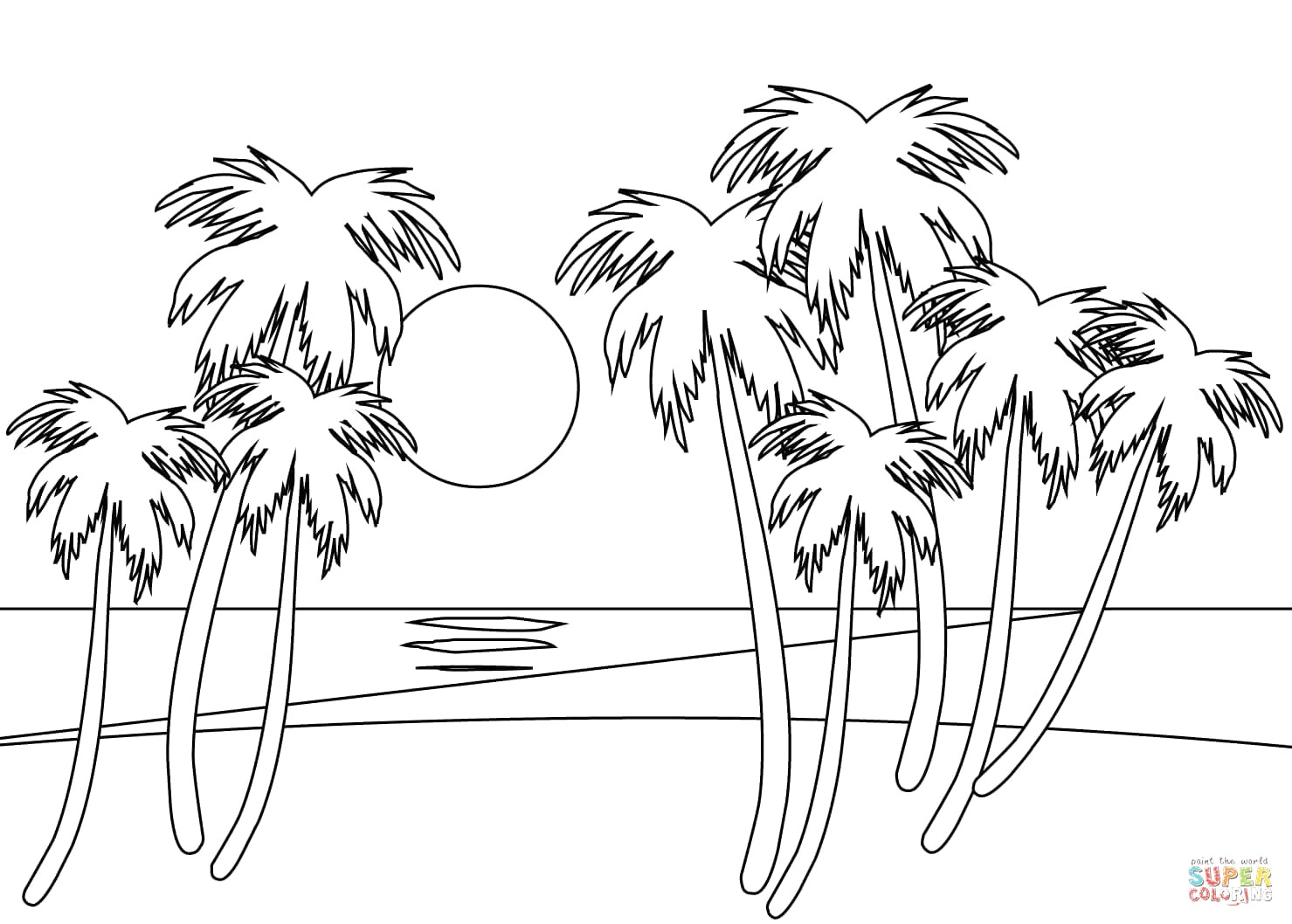 Sunset Coloring Pages at GetDrawings.com | Free for personal ...