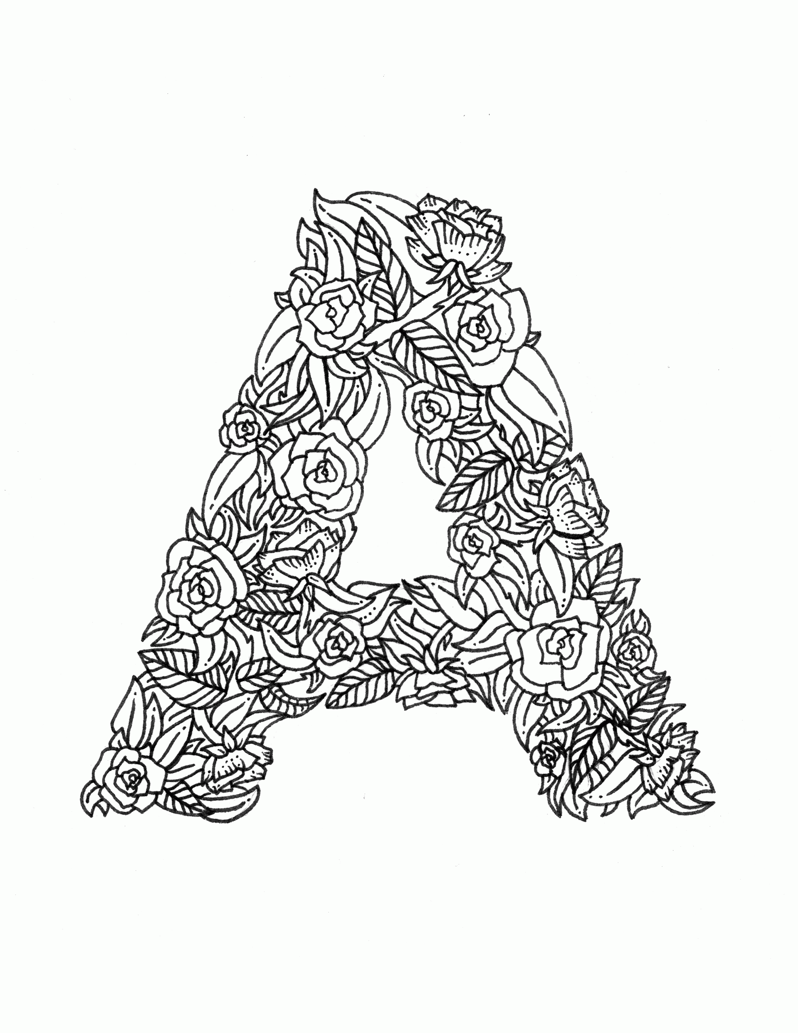 Coloring Letter Adults Alphabet Vector Book Illustration Preview Sketch Coloring Page