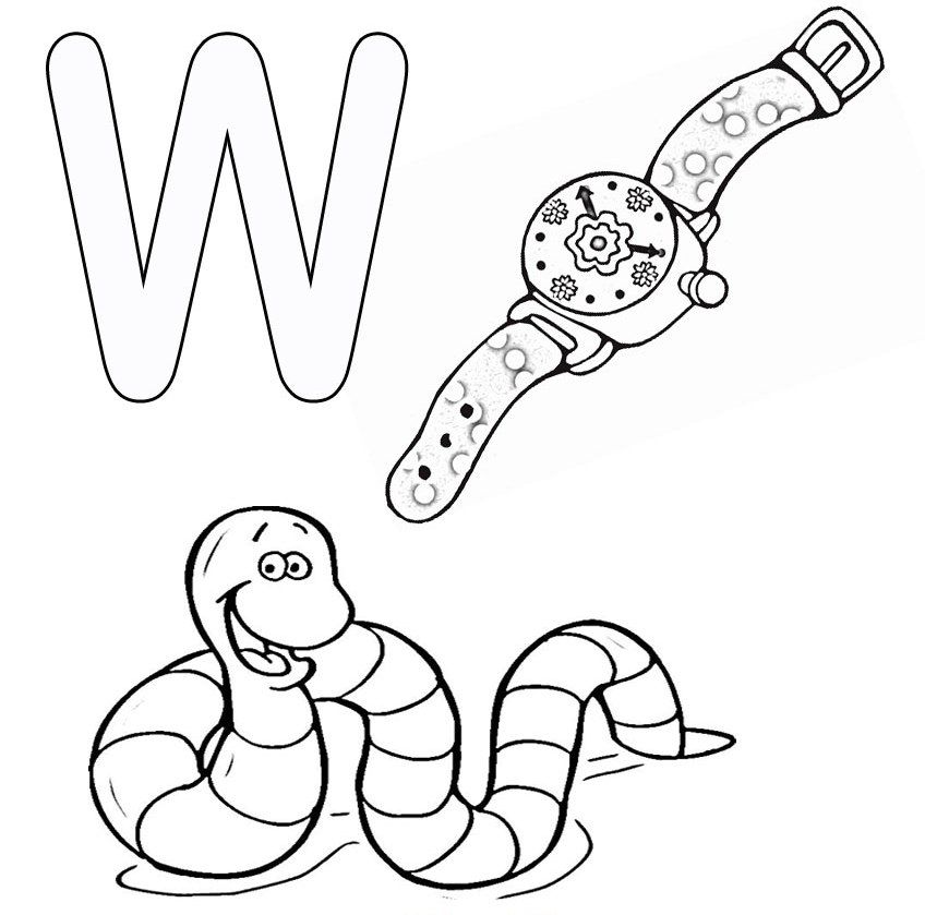 W Is For Worm Coloring Page - High Quality Coloring Pages
