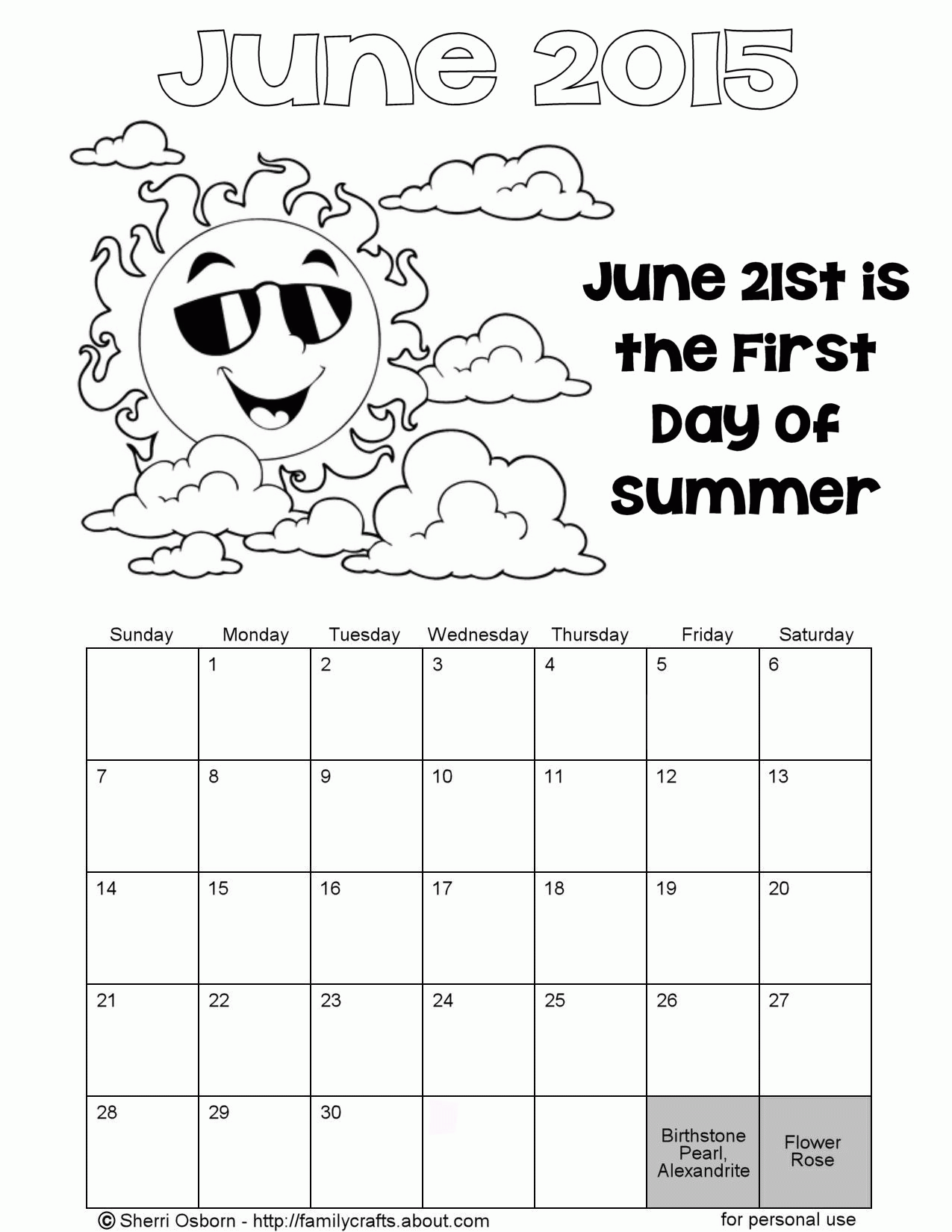 Practice Free The Month June Coloring Pages - Widetheme