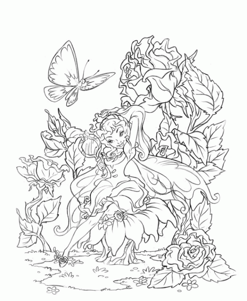 free printable fairy coloring pages for adults 4 - Gianfreda.net