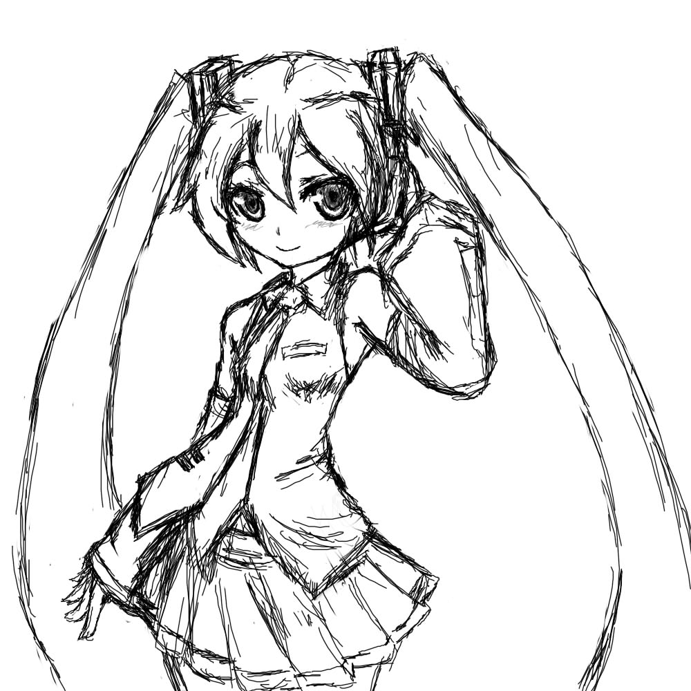 Miku Hatsune Coloring Pages Coloring Home