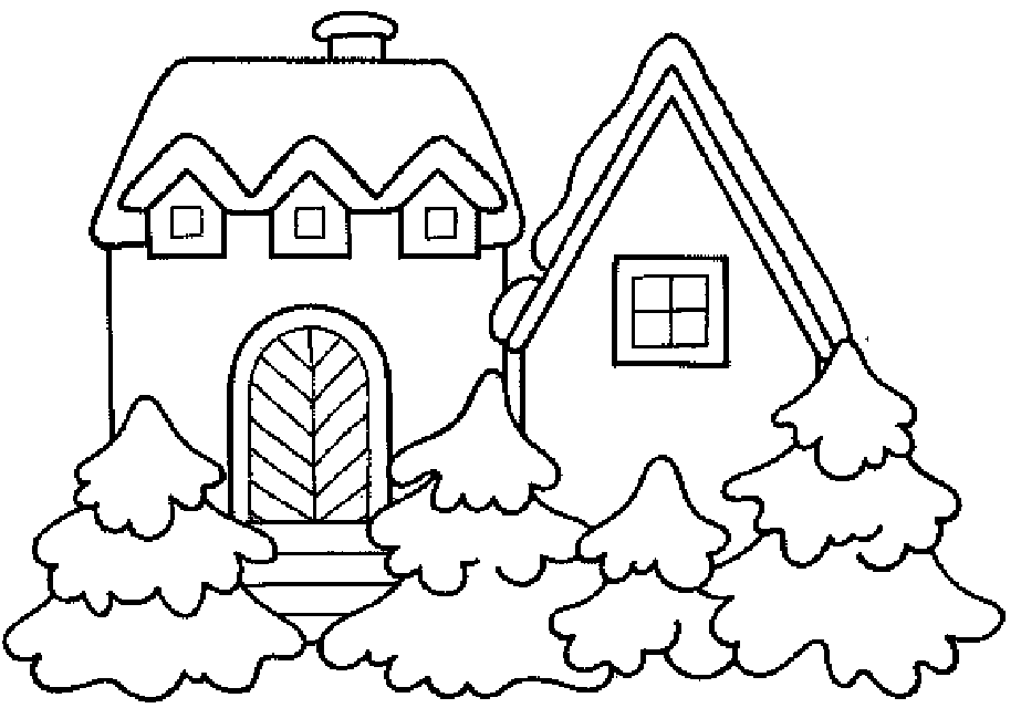 Download House Winter Coloring Page Or Print House Winter Coloring 