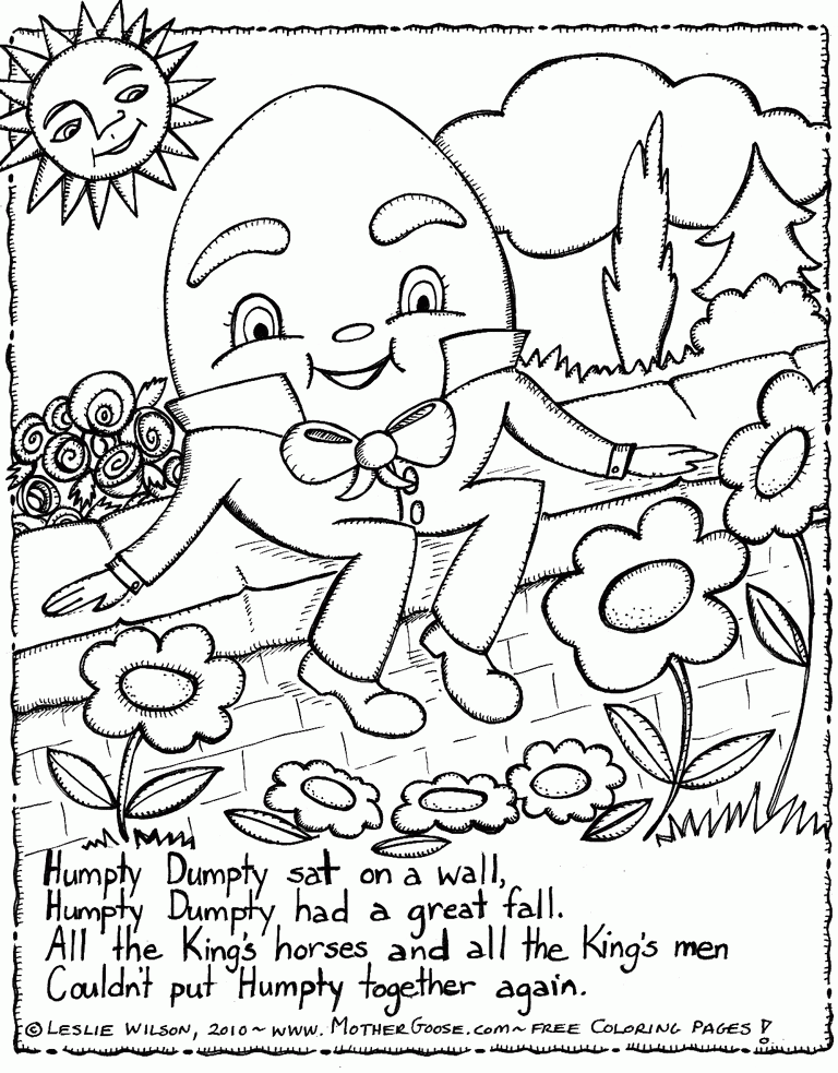 Simple Nursery Rhyme Coloring Pages with simple drawing