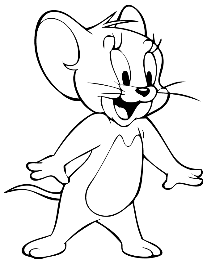 Excited Jerry Mouse Coloring Page | Free Printable Coloring Pages