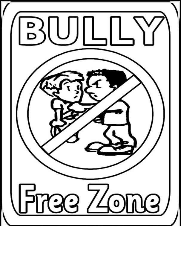 Animal Bully Free Zone Coloring Pages for Kindergarten