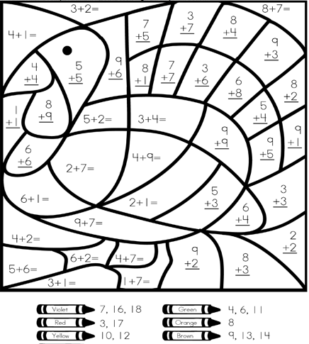 2nd Grade Math Color By Number Coloring Pages. Math Hard  - Coloring 