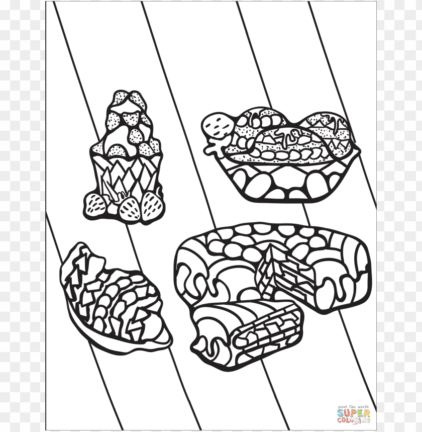 click the zentangle desserts coloring pages to view - line art PNG image  with transparent background | TOPpng
