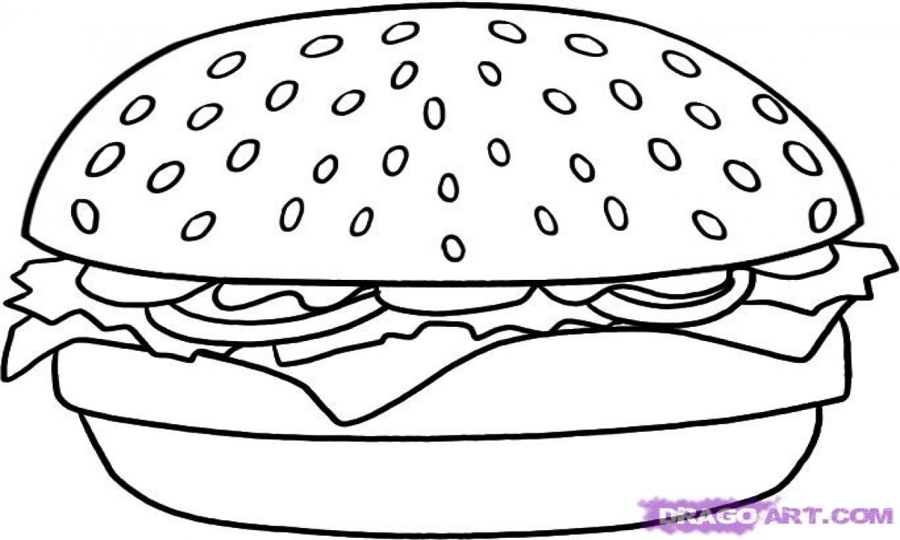 Cheeseburger Coloring Pages, how to draw a hamburger step by step ... |  Food coloring pages, Free kids coloring pages, Coloring pages