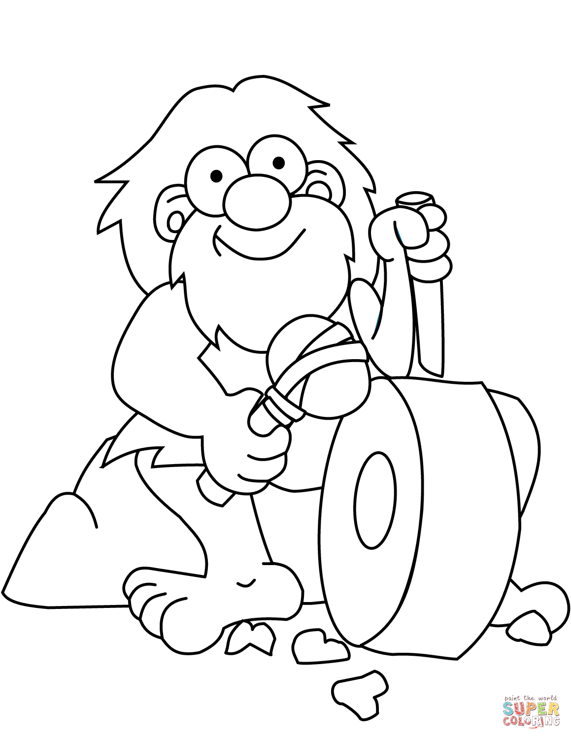 Caveman Sharpen Axe and Knife coloring page | Free Printable ...