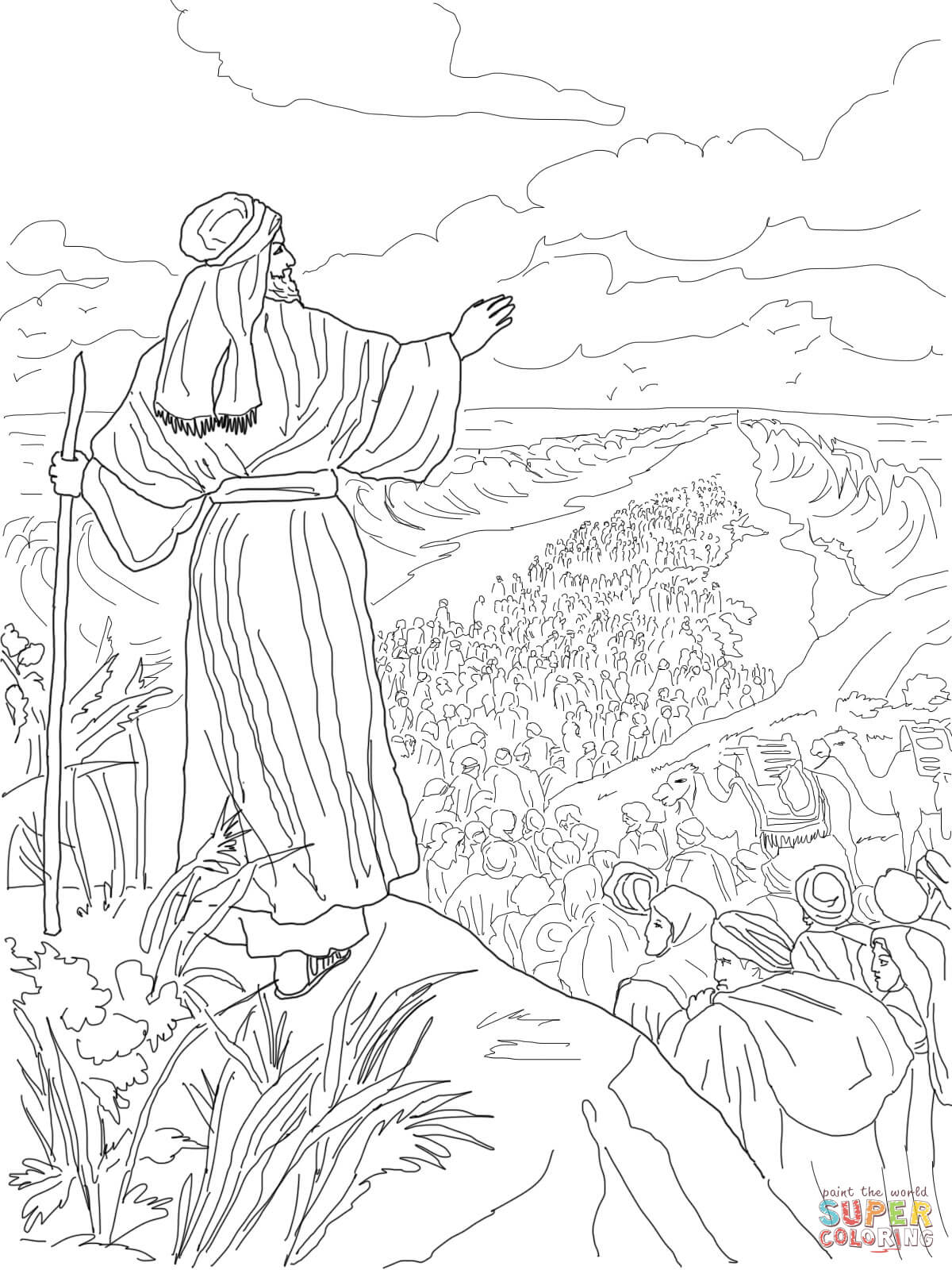 Israelites Crossing the Red Sea coloring page