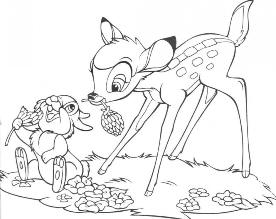 Download Bambi Coloring Pages With Thumper Or Print Bambi Coloring 