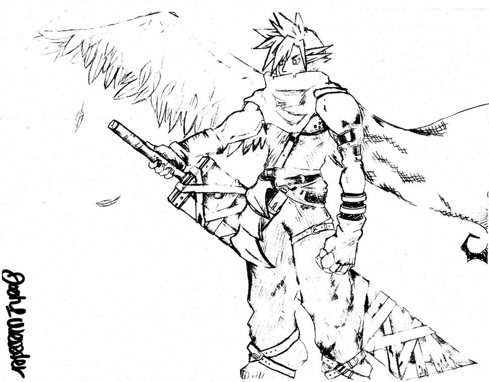 final fantasy cloud Colouring Pages