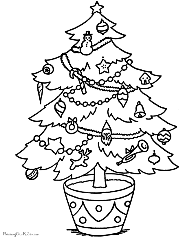 kids printable christmas tree coloring pages