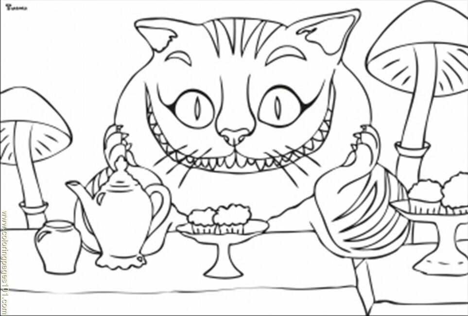 Coloring Pages Cheshire Cat (Cartoons > Others) - free printable 