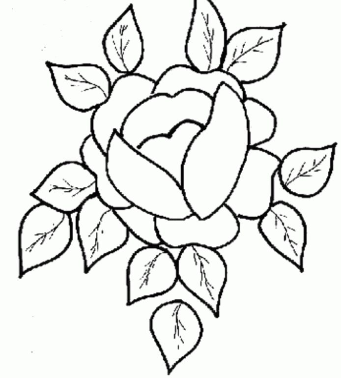 Beautiful Flower In Vase Coloring For Kids - Flower Coloring Pages 