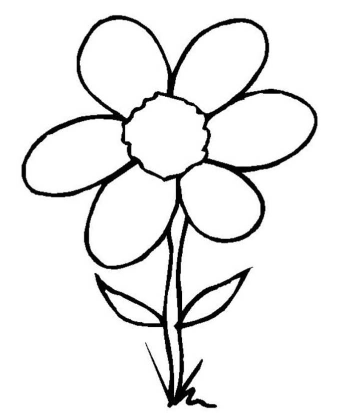 print simple flower coloring pages kids