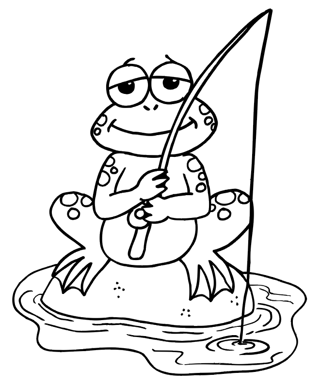 Frog Coloring Page | Fishing Frog