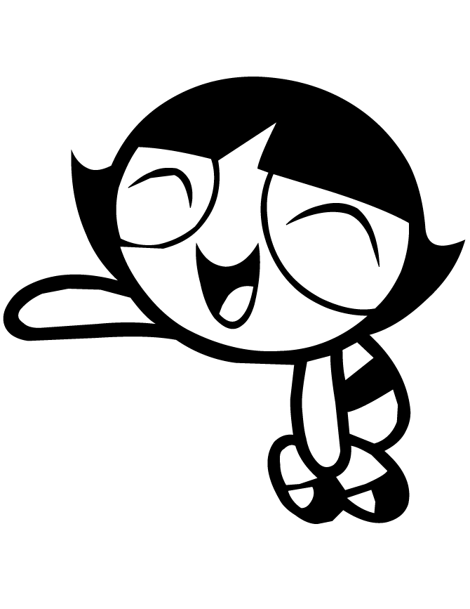 Powerpuff Girls Buttercup Laughing Coloring Page | HM Coloring Pages