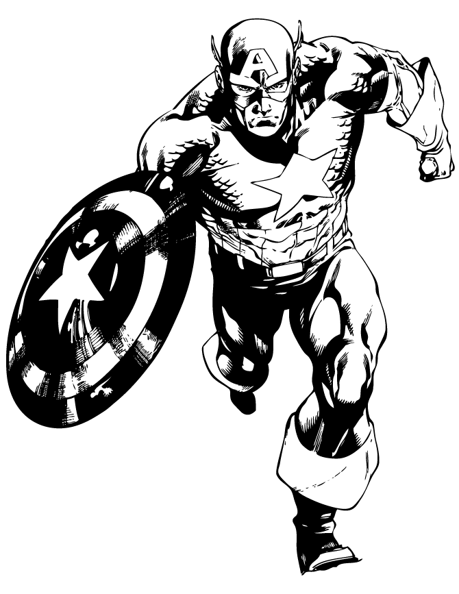 Awesome Captain America With Shield Coloring Page | Free Printable 