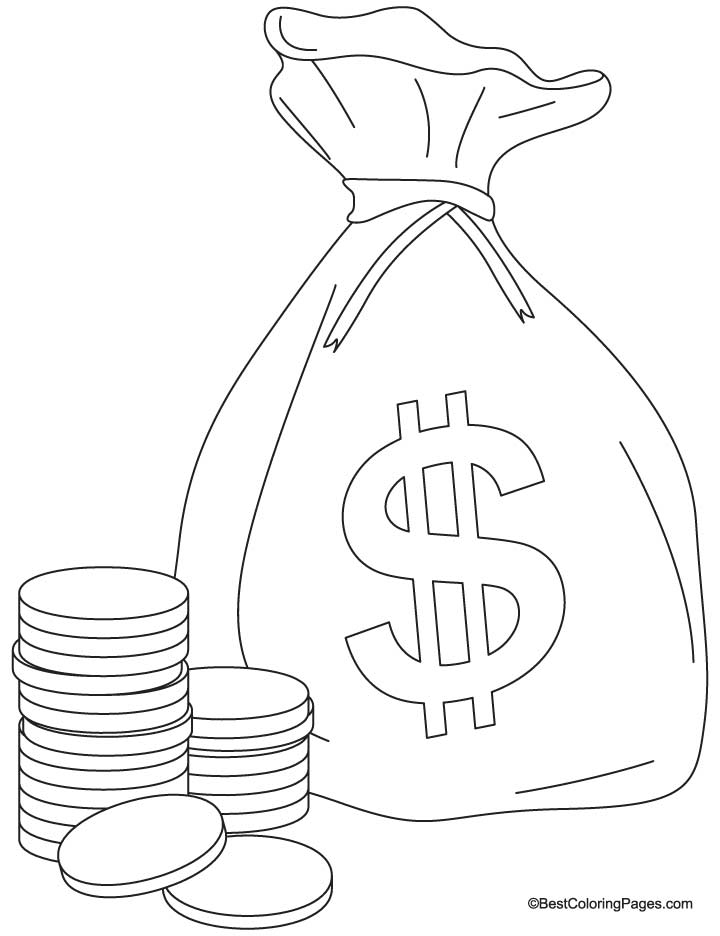 A bag of coins coloring pages | Download Free A bag of coins ...