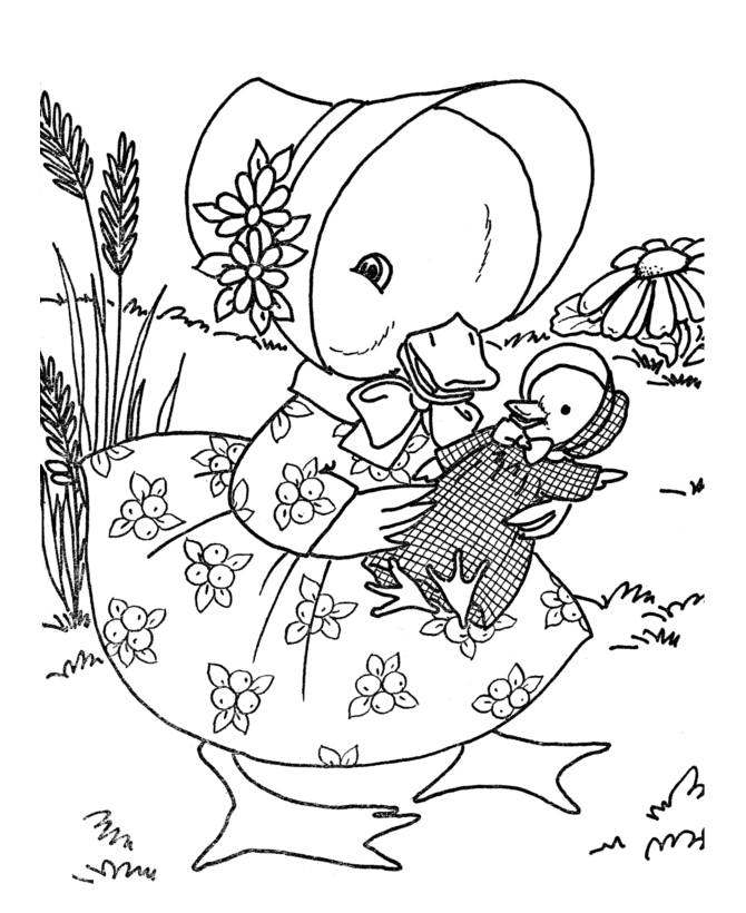 Toy Animal Coloring Pages | Toy Mother and Baby Duck Coloring Page ...