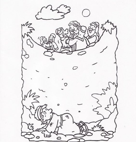 Joseph thrown in the well: Bible Story Joseph Coloring Pages