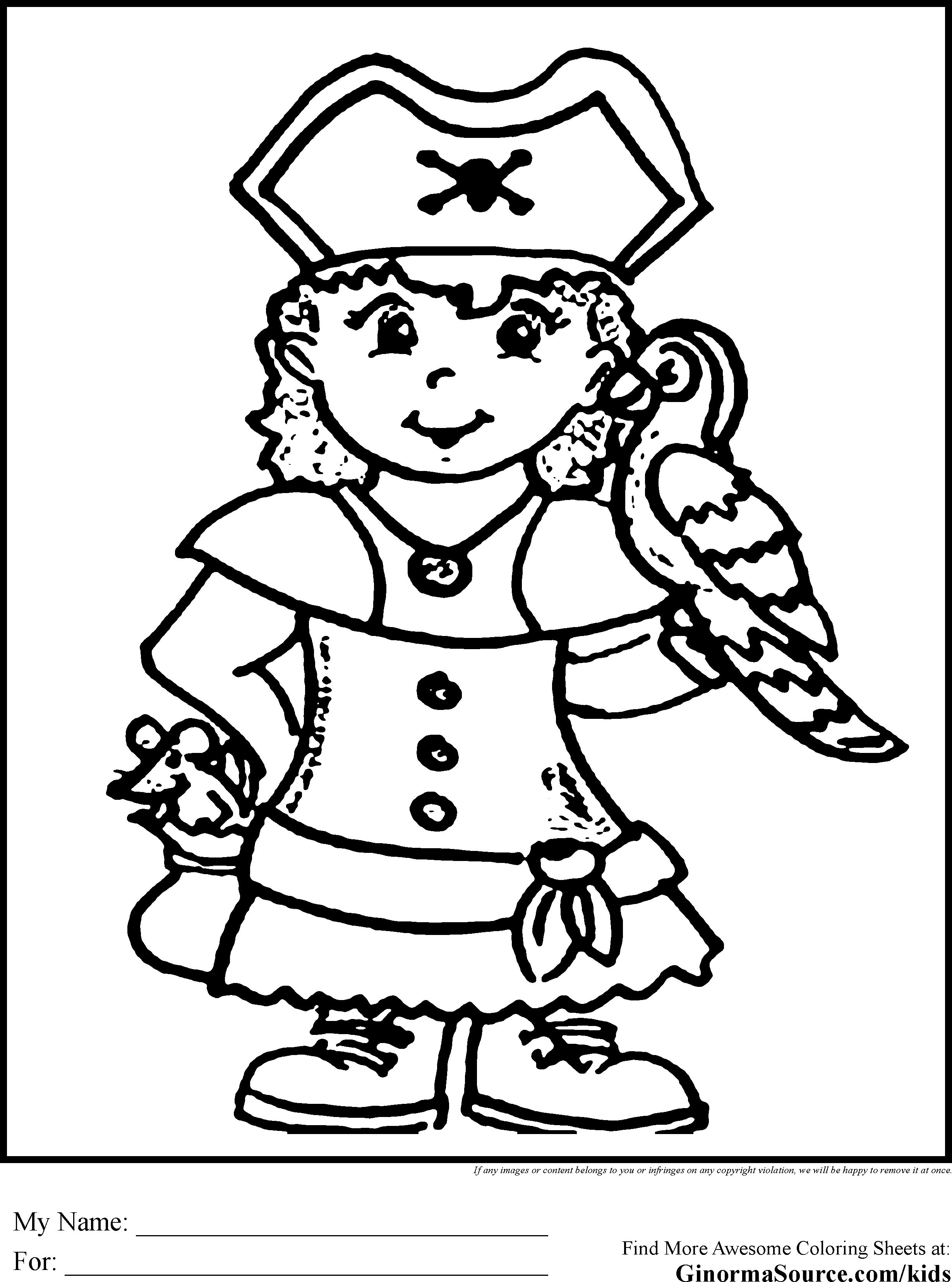 Pirate Coloring Pages girl - GINORMAsource Kids