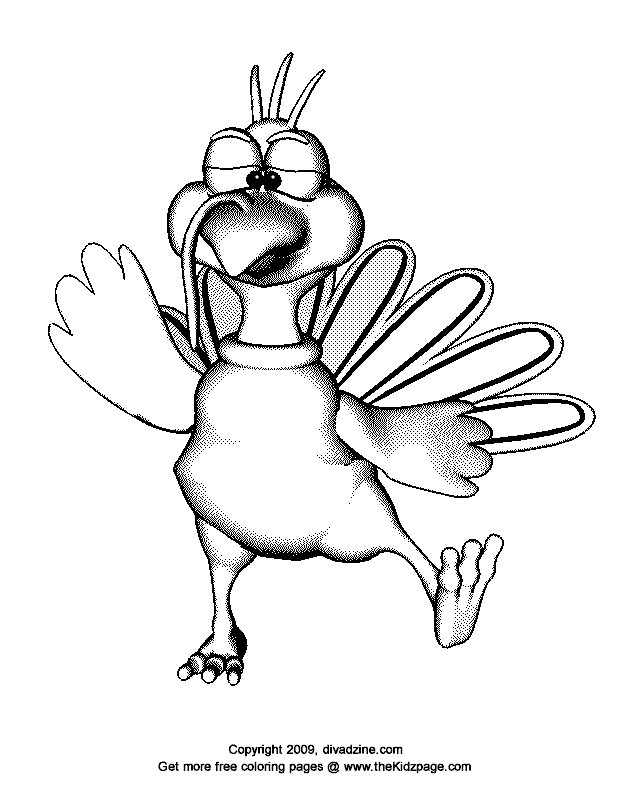 Dancing Turkey Free Coloring Pages for Kids - Printable Colouring 