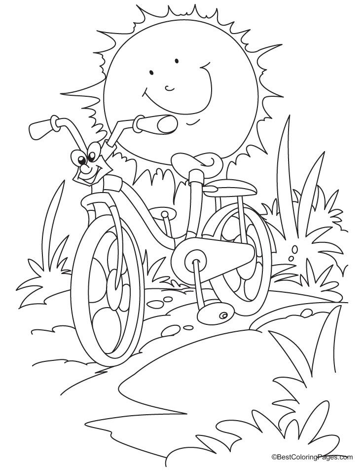 Cartoon Mountain Bike Coloring Pages for Kindergarten