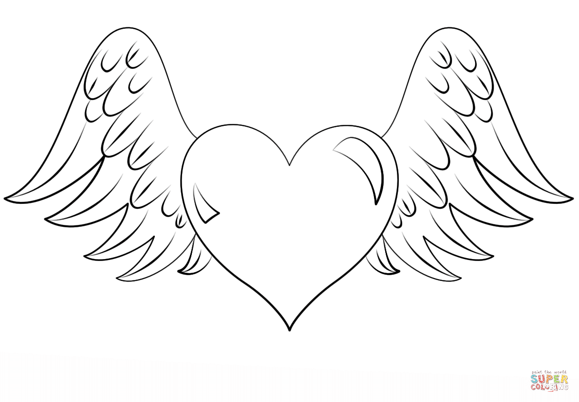 Heart with Wings coloring page | Free Printable Coloring Pages